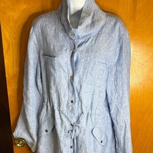 Chico's Light Blue Linen Utility Jacket